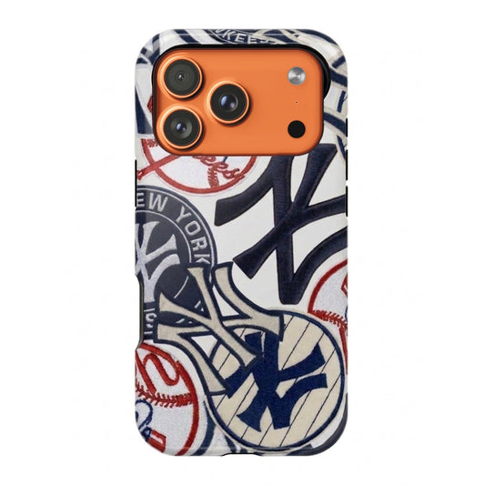 NY Yankees on orange iPhone